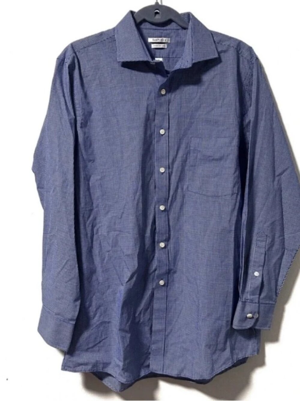 Van Heusen Regular Fit Blue Check Button Down Dress Shirt Men’s Size 16 Neck
